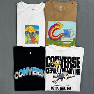 Converse Graphic 4 T Shirt Bundle Men's Size XL White Brown Black Vintage Style